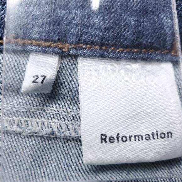 Reformation Suzie Jeans Wmns 27 Blue Med Wash Skinny Mid Rise Preppy Y2k Modern - Picture 11 of 13